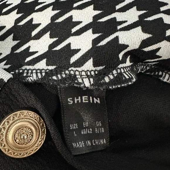 SHEIN Black Pants with Houndstooth Waistband - Picture 5 of 5